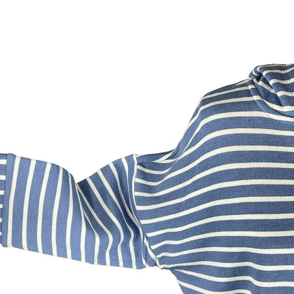 Style & Co X-Large Hooded Sweatshirt 3/4 Sleeve Lace-Up Neck Hi-Low Striped - Picture 3 of 9